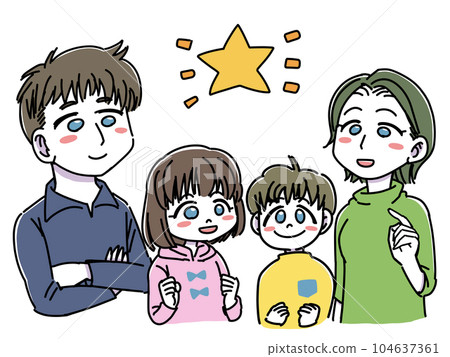 Various expressions of a family of four: "Fun" Various expressions of a family of four: "Fun" 104637361