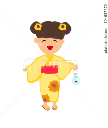 穿著浴衣微笑的女孩 104637870