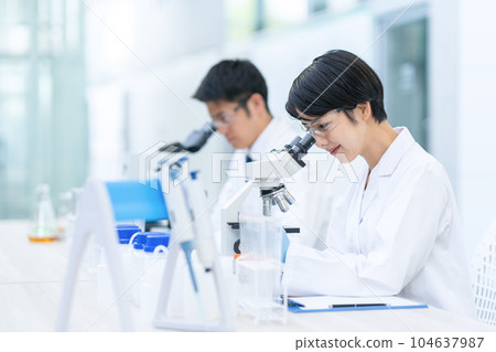 Researcher doing an experiment in a laboratory 104637987