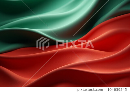 綠色和紅色光滑布彎曲抽象背景。聖誕節的概念。 AI生成圖像 104639245