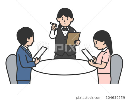 女服務員聽訂單的插圖 104639259