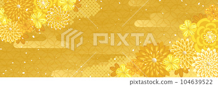 Vector background material with Japanese-style floral patterns like kimono and kanzashi Vector background material with Japanese-style floral patterns like kimono and kanzashi 104639522