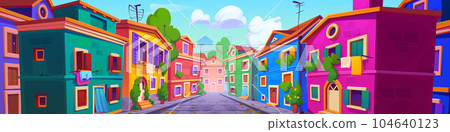 Old Italian town street with colorful houses Old Italian town street with colorful houses 104640123