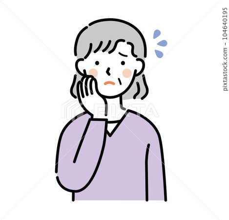 Illustration of a senior woman with a troubled face Illustration of a senior woman with a troubled face 104640195