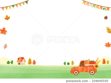 Autumn landscape and red truck 104640595