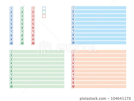 標題裝飾有 1 到 10 的數字 104641178
