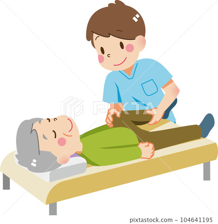 Grandfather who receives a manipulative treatment 104641195