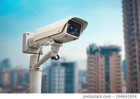 Surveillance cameras that monitor the city 104641934