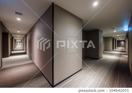 Corridor inside a high-rise apartment building 104642055