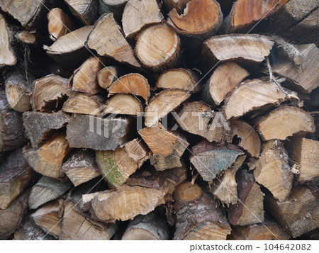 Stacked firewood Stacked firewood 104642082