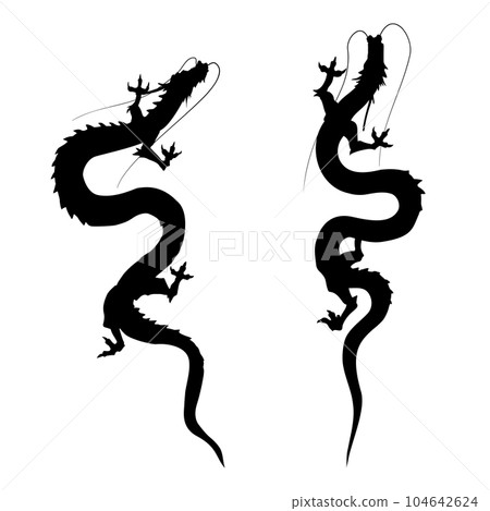Silhouette of a dragon rising to the sky (dragon year's card illustration material) Silhouette of a dragon rising to the sky (dragon year's card illustration material) 104642624