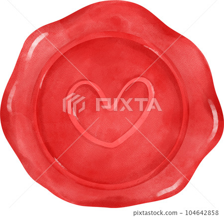 Vintage Wax Stamp Seal, Hand-drawn Watercolour Art 104642858