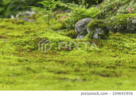 Kyoto Ohara Sanzen-in Temple Yuseien with beautiful moss and Warabe Jizo Kyoto Ohara Sanzen-in Temple Yuseien with beautiful moss and Warabe Jizo 104642956