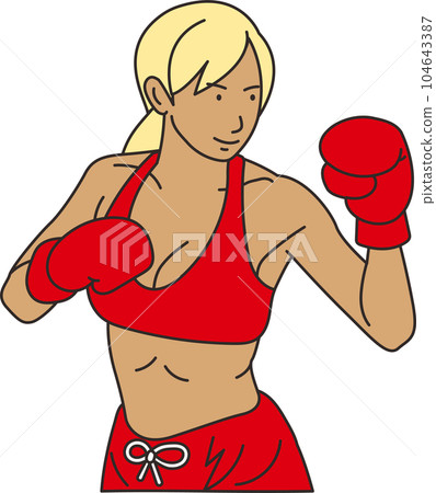 Brown woman training with boxing gloves Brown woman training with boxing gloves 104643387