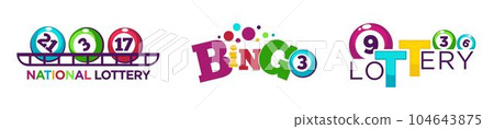 National lottery, gambling and bingo icons vector 104643875