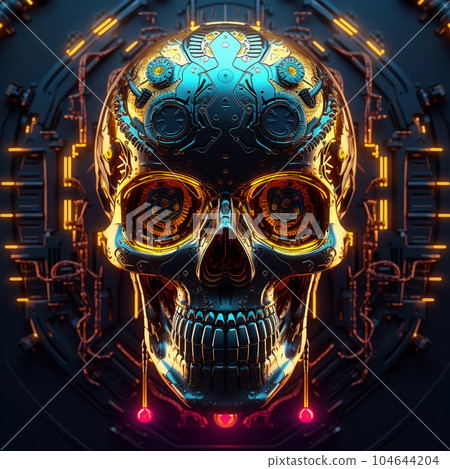 Artificial Intelligence Skull in Cyberpunk Style Artificial Intelligence Skull in Cyberpunk Style 104644204
