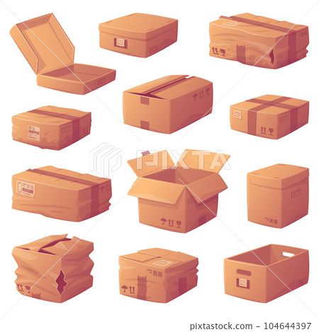 Cardboard Box as Paper Packaging Container Vector Set 104644397