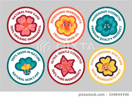 Round sticker set for natural cosmetic package Round sticker set for natural cosmetic package 104644398