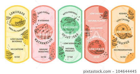 Lemonade drink label for package design set Lemonade drink label for package design set 104644445