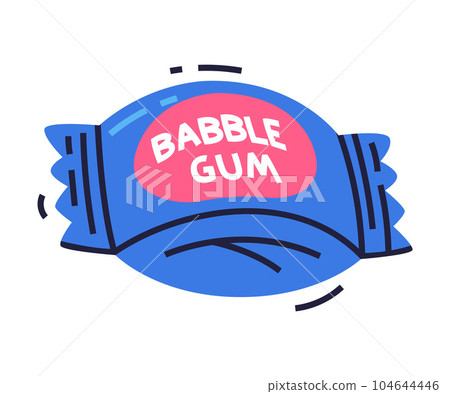Bubble Gum Ball in Blue Package as Sweet Chewing Gum Vector Illustration 104644446
