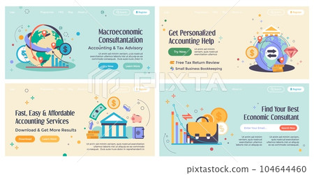 Web banner design set with economic service offer Web banner design set with economic service offer 104644460