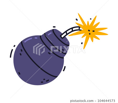 Round Bomb with Burning Fuse or Wick Vector - Stock