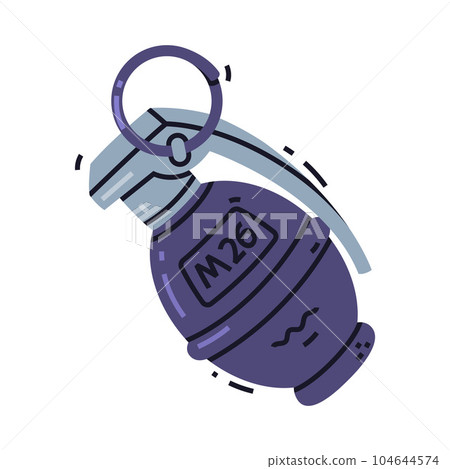 Grenade as Explosive Weapon Thrown by Hand Vector Illustration Grenade as Explosive Weapon Thrown by Hand Vector Illustration 104644574