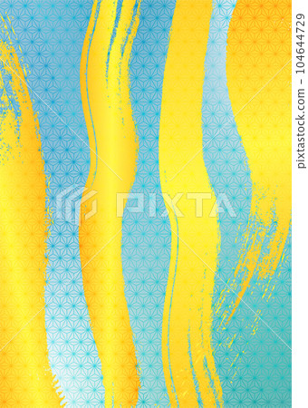 Hemp leaf pattern Gold and blue gradation background illustration Japanese pattern Hemp leaf pattern Gold and blue gradation background illustration Japanese pattern 104644729