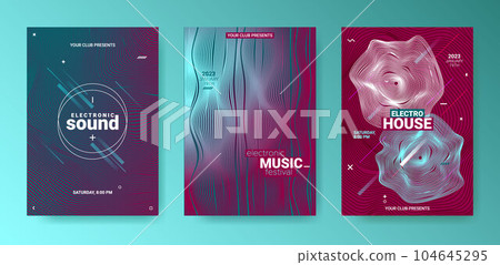 Futuristic Dj Flyer Set. Electro Sound Poster. Techno Music Cover. Futuristic Dj Flyer Set. Electro Sound Poster. Techno Music Cover. 104645295