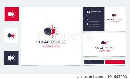 Solar eclipse logo design with editable slogan. Branding book and business card template. 104645630