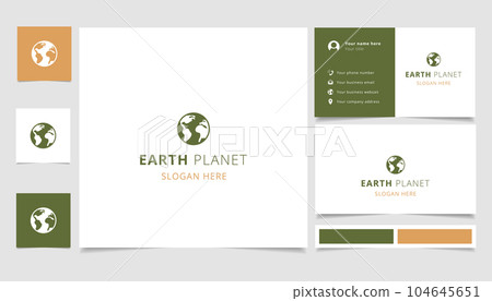 Earth planet logo design with editable slogan. Branding book and business card template. Earth planet logo design with editable slogan. Branding book and business card template. 104645651