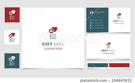 Soft skill logo design with editable slogan. Branding book and business card template. Soft skill logo design with editable slogan. Branding book and business card template. 104645652