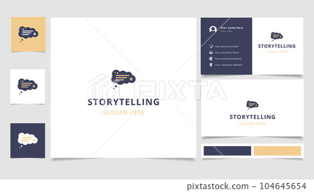 Storytelling logo design with editable slogan. Branding book and business card template. Storytelling logo design with editable slogan. Branding book and business card template. 104645654
