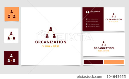 Organization logo design with editable slogan. Branding book and business card template. Organization logo design with editable slogan. Branding book and business card template. 104645655