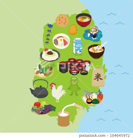 Iwate prefecture specialty illustration set 104645972