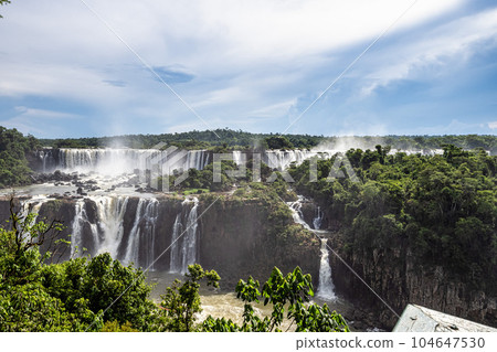 Iguazu Falls, the largest series of waterfalls of the world, located at the Brazilian and Argentinian border Iguazu Falls, the largest series of waterfalls of the world, located at the Brazilian and Argentinian border 104647530