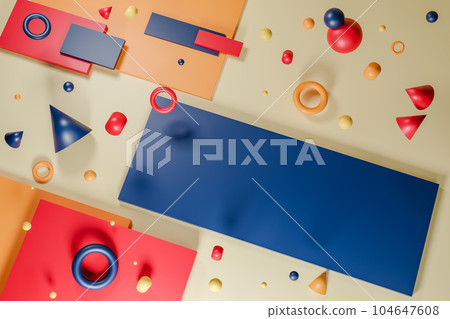 3D render illustration of multicolored geometric shapes 104647608