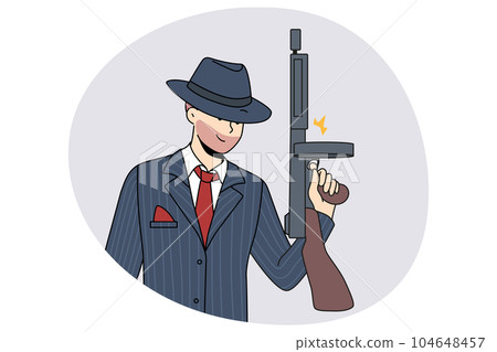 Male gangster with gun in hands Male gangster with gun in hands 104648457