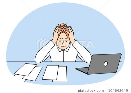 Stressed man having financial problems 104648649