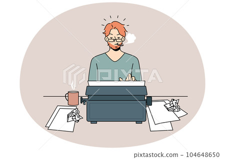 Author typing on retro typewrite machine 104648650