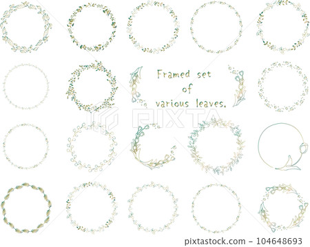 Set of circular leaves and flowers (green gradation) 104648693