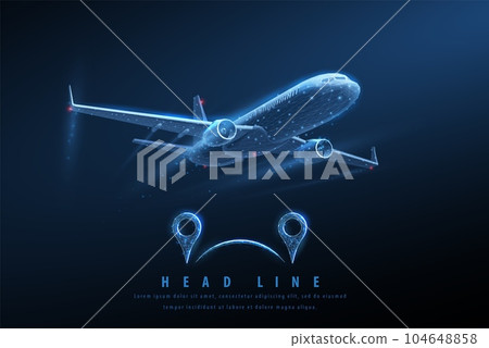 Plane and pins. Air delivery and airline navigation 104648858