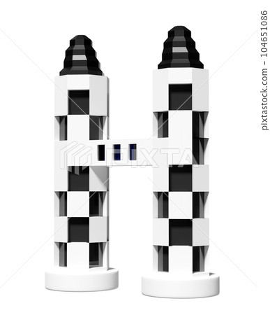 grey skyscraper, twin towers building icon isolated.  3d render illustration 104651086
