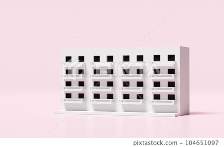 3d Condominium, Apartment building icon isolated on pink background. 3d render illustration 3d Condominium, Apartment building icon isolated on pink background. 3d render illustration 104651097
