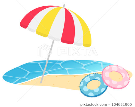beach umbrella and float red 104651900