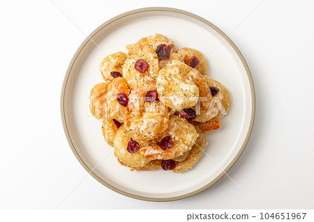 Creamy shrimp on a white background Creamy shrimp on a white background 104651967