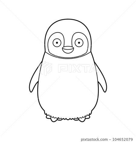 Easy coloring cartoon vector illustration of a baby penguin 104652079