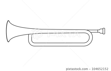 Easy coloring cartoon vector illustration of a trumpet isolated on white background 104652152
