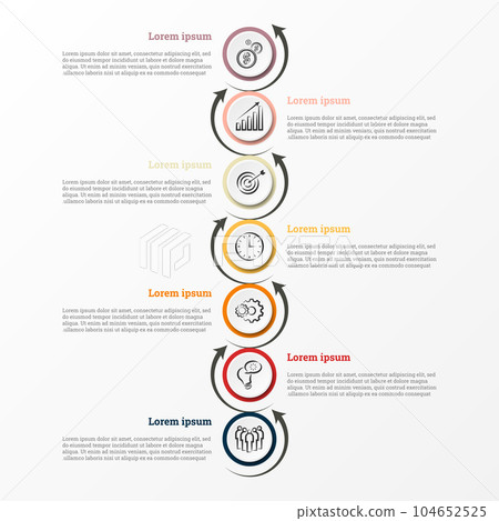 Infographic that provides a detailed report of the business, divided into 7 topics. Infographic that provides a detailed report of the business, divided into 7 topics. 104652525