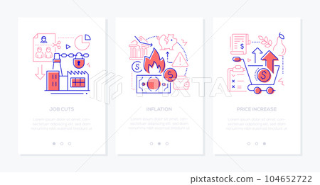 Job cuts and inflation - line design style banners set Job cuts and inflation - line design style banners set 104652722